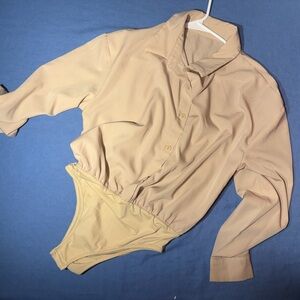 SHEIN Beige Collared Bodysuit
